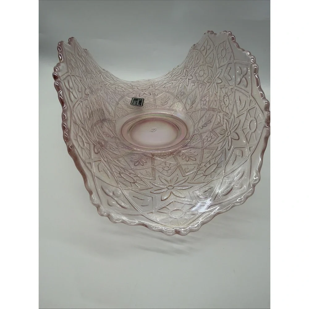 Lenox Imperial Glass Banana Boat,‎ Pink Iridescent Fruit Bowl, Hattie Pattern
